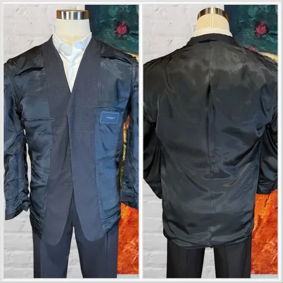 Burberry London Mens 40R 34x29 Gray Micro Check Plaid Designer Suit 3/2 Roll - Picture 6 of 16